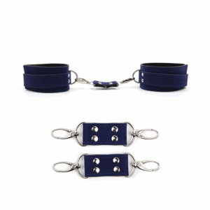 Roomfun 藍色麂皮手銬腳銬套裝 Blue Suede Bondage Set 情趣束縛具