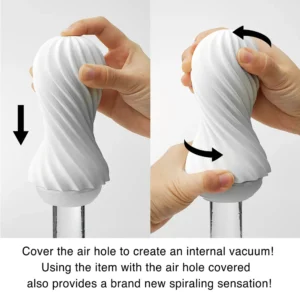 TENGA (日本) MOOVA SILKY WHITE 白色柔軟版 飛機杯｜旋轉結構・柔軟可重複使用