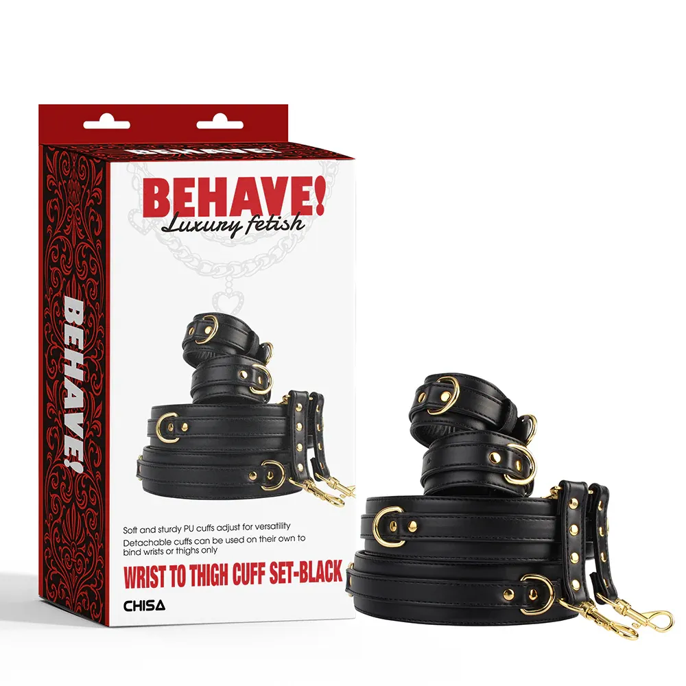 CHISA – Wrist to Thigh Cuff Set 高級手扣 × 大腿扣套裝 黑色/紅色 1 CHISA 手扣大腿扣套裝 Wrist to Thigh Cuff