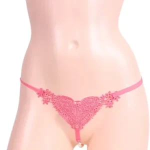 心形蕾絲珍珠串情趣內褲