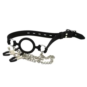 NPG（日本）口乳痴態 矽膠口枷＋乳夾鍊條套組